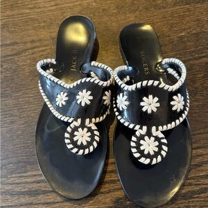 Jack Rogers Black and White Floral Jelly Sandals (size 8)